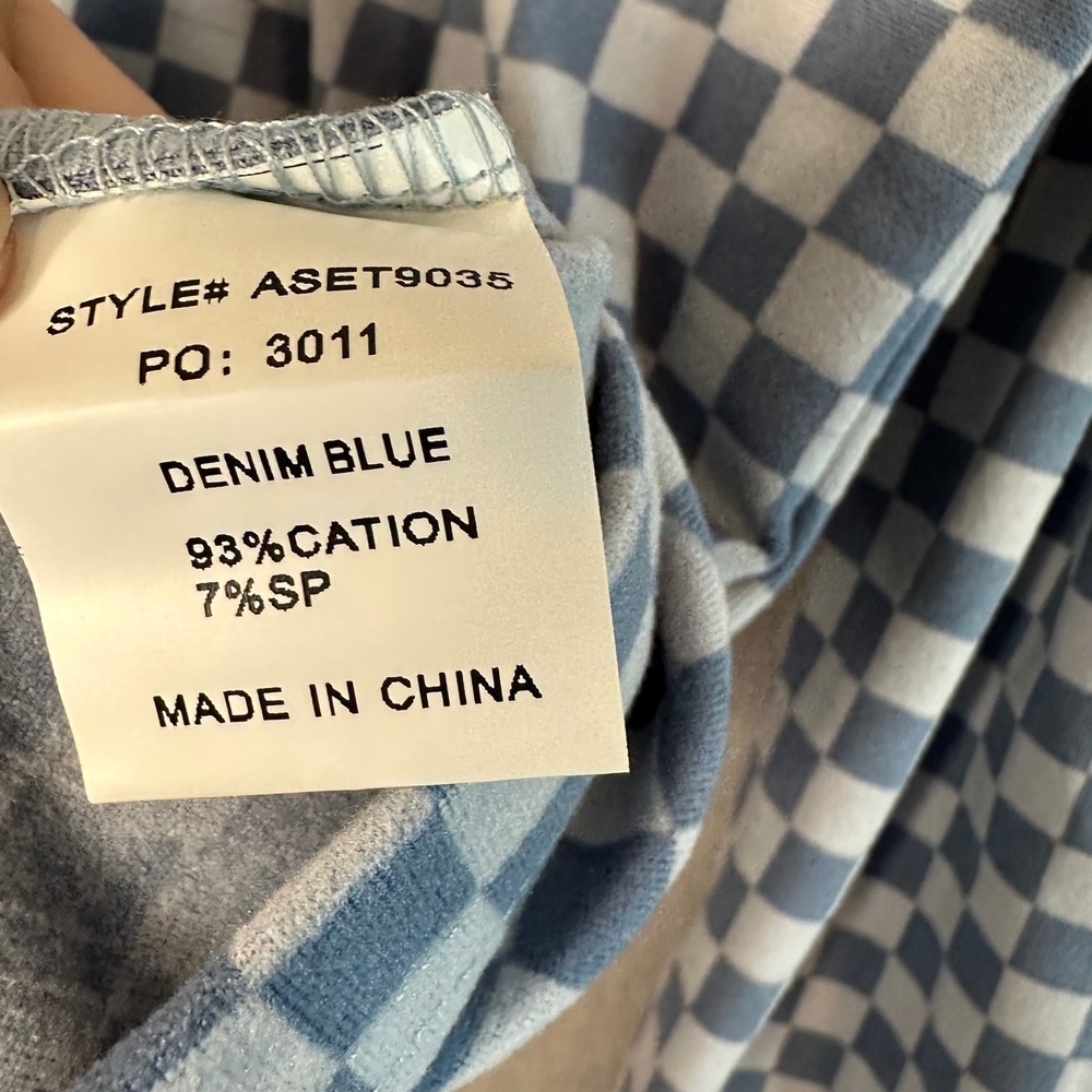 AnnieWear Los Angeles Denim Blue Checkered Long Sleeve Top - Women's M - Picture 8 of 10